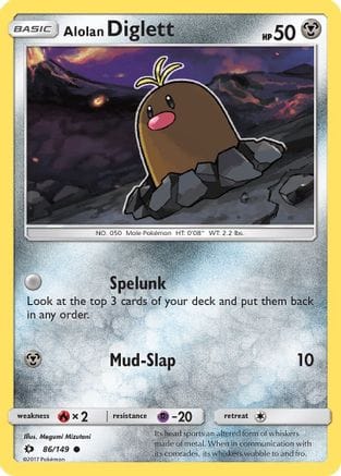 'Pokemon - 'Alolan Diglett 086/149  - Reverse Holofoil SM Base Set - Common