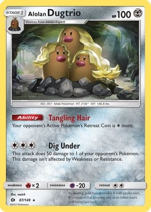 'Pokemon - 'Alolan Dugtrio 087/149  - Holofoil SM Base Set - Holo Rare