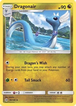 'Pokemon - 'Dragonair 095/149  - Reverse Holofoil SM Base Set - Uncommon