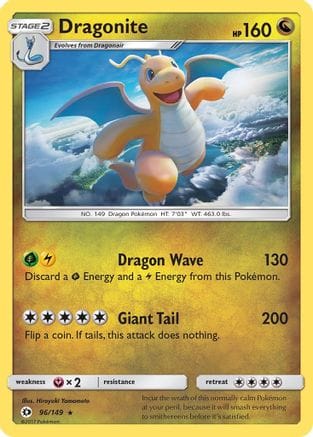 'Pokemon - 'Dragonite 096/149  - Holofoil SM Base Set - Holo Rare
