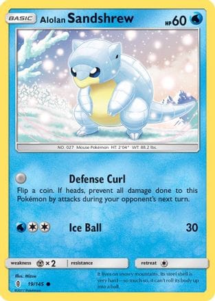 'Pokemon - 'Alolan Sandshrew 019/145  SM  Guardians Rising - Common