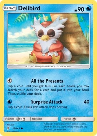 'Pokemon - 'Delibird 026/145  SM  Guardians Rising - Common