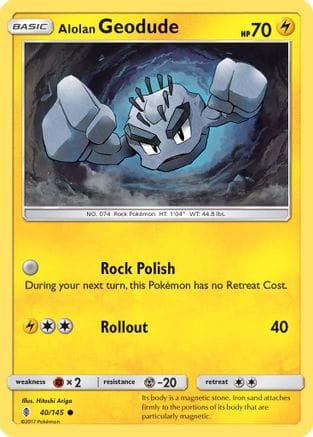 'Pokemon - 'Alolan Geodude 040/145  SM  Guardians Rising - Common