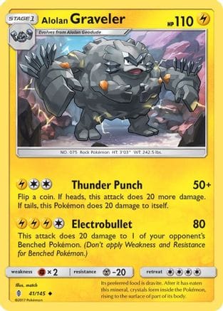 'Pokemon - 'Alolan Graveler 041/145  SM  Guardians Rising - Uncommon