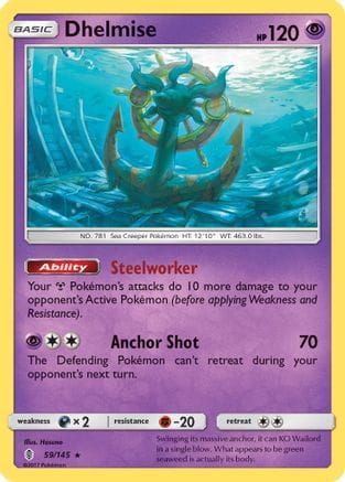 'Pokemon - 'Dhelmise 059/145  - Holofoil SM  Guardians Rising - Holo Rare