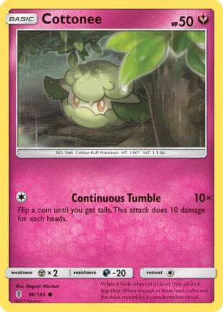 'Pokemon - 'Cottonee 090/145  SM  Guardians Rising - Common