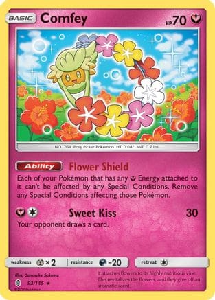 'Pokemon - 'Comfey 093/145  - Reverse Holofoil SM  Guardians Rising - Holo Rare