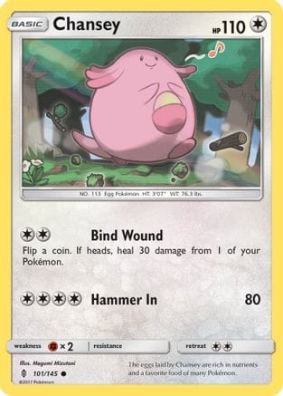 'Pokemon - 'Chansey 101/145  SM  Guardians Rising - Common