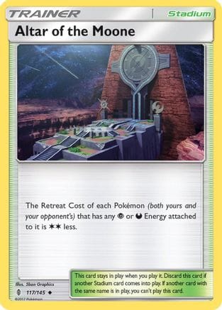 'Pokemon - 'Altar of the Moone 117/145  - Reverse Holofoil SM  Guardians Rising - Uncommon
