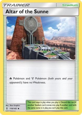 'Pokemon - 'Altar of the Sunne 118/145  - Reverse Holofoil SM  Guardians Rising - Uncommon