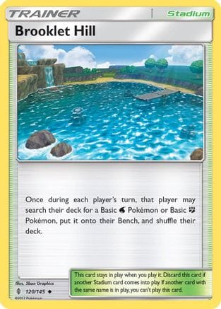 'Pokemon - 'Brooklet Hill 120/145  - Reverse Holofoil SM  Guardians Rising - Uncommon