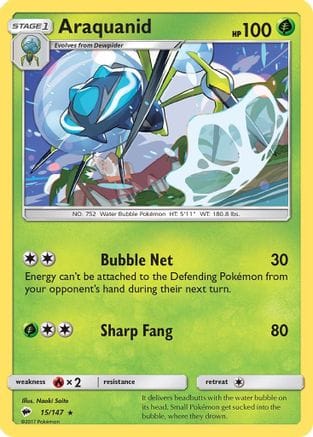 'Pokemon - 'Araquanid 015  SM  Burning Shadows - Rare