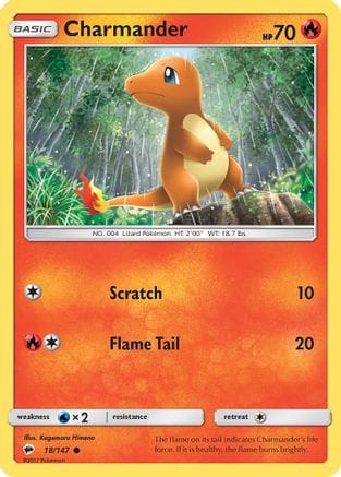 'Pokemon - 'Charmander 018/147  - Reverse Holofoil SM  Burning Shadows - Common