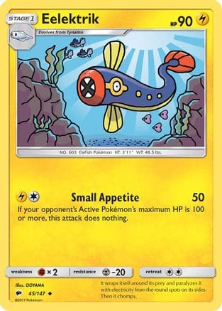 'Pokemon - 'Eelektrik 045  - Reverse Holofoil SM  Burning Shadows - Uncommon