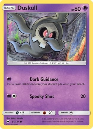 'Pokemon - 'Duskull 051/147  - Reverse Holofoil SM  Burning Shadows - Common