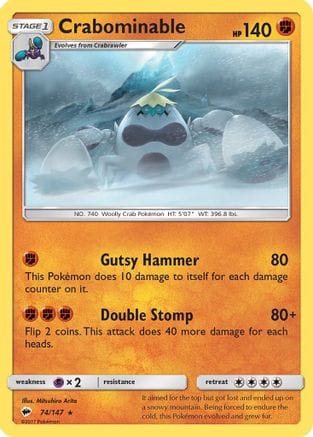 'Pokemon - 'Crabominable 074  SM  Burning Shadows - Rare
