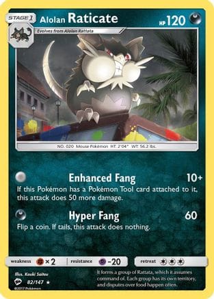 'Pokemon - 'Alolan Raticate 082/147  SM  Burning Shadows - Rare