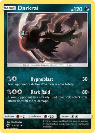'Pokemon - 'Darkrai 087/147  - Reverse Holofoil SM  Burning Shadows - Holo Rare