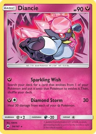 'Pokemon - 'Diancie 094/147  - Reverse Holofoil SM  Burning Shadows - Holo Rare