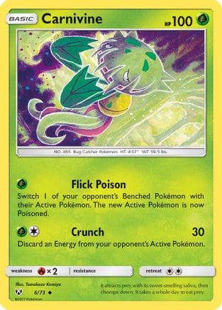 'Pokemon - 'Carnivine 006/73  Shining Legends - Uncommon