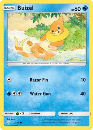'Pokemon - 'Buizel 022/73  - Reverse Holofoil Shining Legends - Common