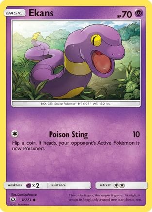 'Pokemon - 'Ekans 036/73  - Reverse Holofoil Shining Legends - Common