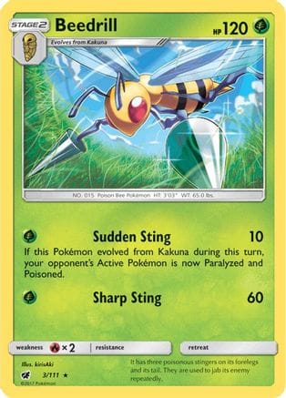 'Pokemon - 'Beedrill 003/111  SM  Crimson Invasion - Rare