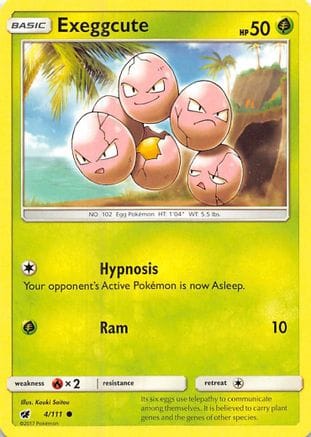 'Pokemon - 'Exeggcute 004/111  - Reverse Holofoil SM  Crimson Invasion - Common