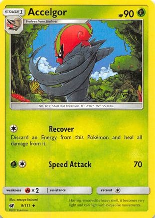 'Pokemon - 'Accelgor 009/111  - Reverse Holofoil SM  Crimson Invasion - Uncommon