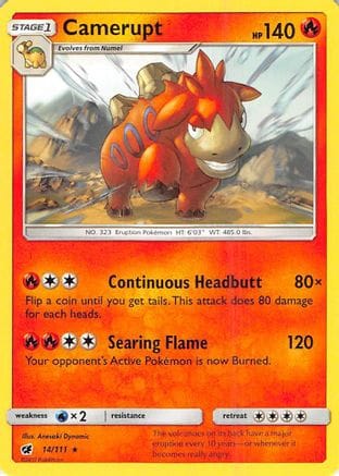 'Pokemon - 'Camerupt 014  SM  Crimson Invasion - Rare
