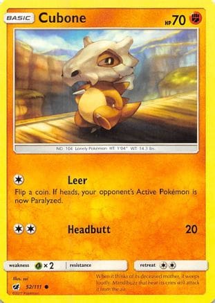'Pokemon - 'Cubone 052/111  SM  Crimson Invasion - Common
