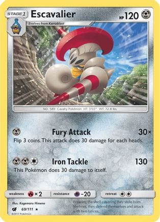 'Pokemon - 'Escavalier 069  - Reverse Holofoil SM  Crimson Invasion - Rare