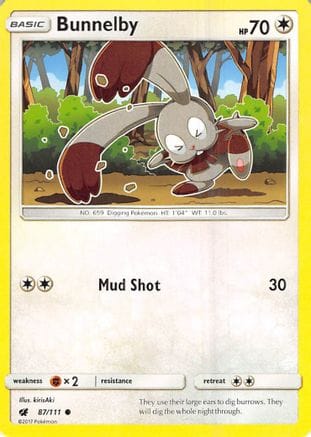 'Pokemon - 'Bunnelby 087  - Reverse Holofoil SM  Crimson Invasion - Common