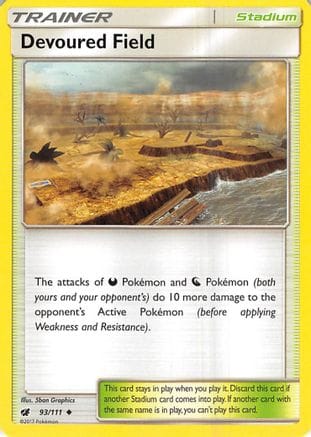 'Pokemon - 'Devoured Field 093/111  - Reverse Holofoil SM  Crimson Invasion - Uncommon
