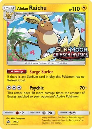 'Pokemon - 'Alolan Raichu SM72  - Holofoil SM Promos - Promo