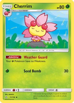 'Pokemon - 'Cherrim 011/156  SM  Ultra Prism - Uncommon