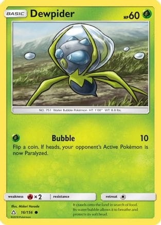 'Pokemon - 'Dewpider 016  SM  Ultra Prism - Common