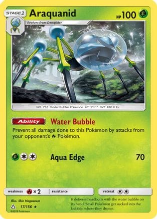 'Pokemon - 'Araquanid 017  - Reverse Holofoil SM  Ultra Prism - Rare