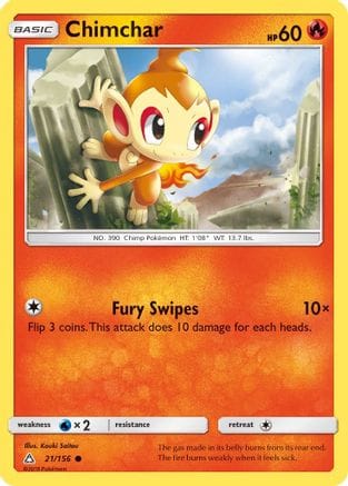 'Pokemon - 'Chimchar (21) 021  - Reverse Holofoil SM  Ultra Prism - Common