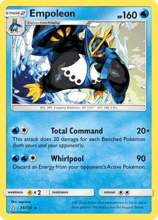 'Pokemon - 'Empoleon 034/156  - Reverse Holofoil SM  Ultra Prism - Rare
