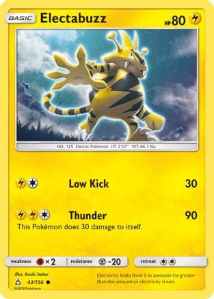 'Pokemon - 'Electabuzz 043/156  - Reverse Holofoil SM  Ultra Prism - Common