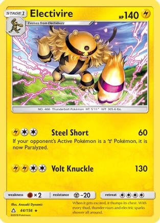 'Pokemon - 'Electivire 044  - Reverse Holofoil SM  Ultra Prism - Rare