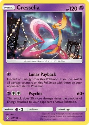 'Pokemon - 'Cresselia 059/156  - Holofoil SM  Ultra Prism - Holo Rare
