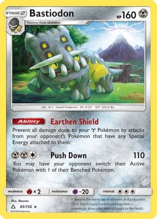 'Pokemon - 'Bastiodon 085/156  - Reverse Holofoil SM  Ultra Prism - Holo Rare