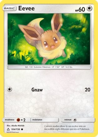 'Pokemon - 'Eevee (104) 104/156  - Reverse Holofoil SM  Ultra Prism - Common