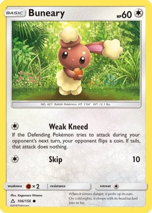 'Pokemon - 'Buneary 106/156  SM  Ultra Prism - Common