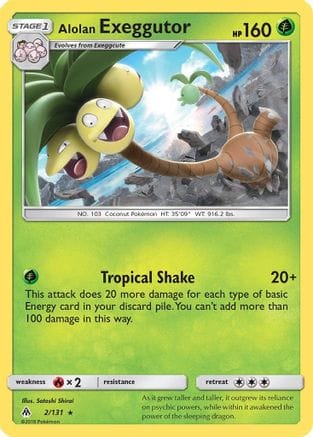'Pokemon - 'Alolan Exeggutor 002/131  SM  Forbidden Light - Rare
