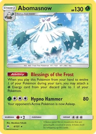 'Pokemon - 'Abomasnow 004  - Reverse Holofoil SM  Forbidden Light - Rare