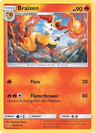 'Pokemon - 'Braixen 016  - Reverse Holofoil SM  Forbidden Light - Uncommon