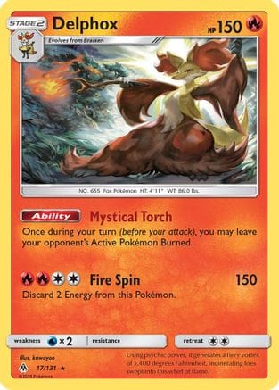 'Pokemon - 'Delphox 017/131  - Reverse Holofoil SM  Forbidden Light - Holo Rare